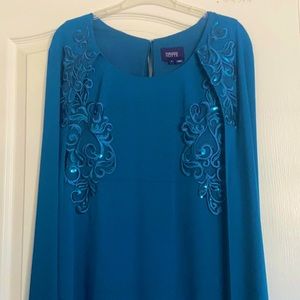 Marchesa Notte cape-effect embroidered gown